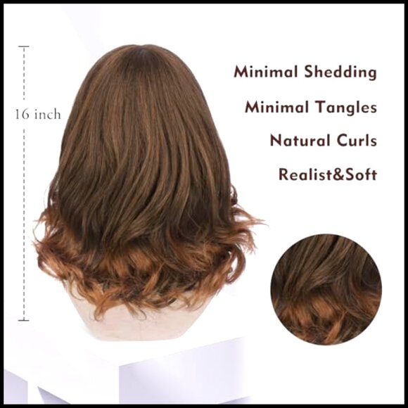 Layered Body Wave Synthetic Wig with Bangs Heat Resistant Yaki Fiber main image 4